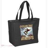 Explain This Atheists Funny Meme Jesus Skateboarding Tote Bag thumb 2