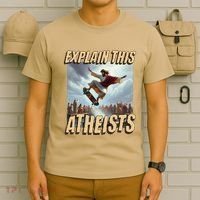 Explain This Atheists Funny Meme Jesus Skateboarding T-Shirt thumb 6