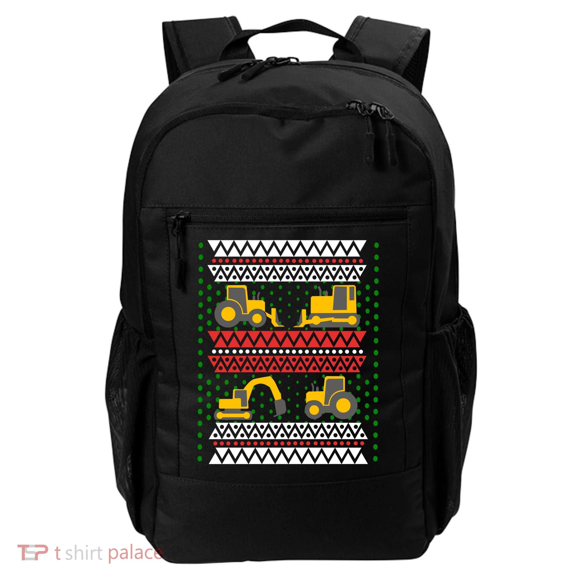 Excavator Tractor Bulldozer Christmas Ugly Sweater Cool Gift Backpack