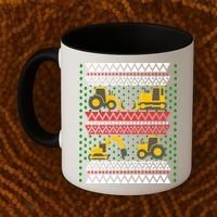 Excavator Tractor Bulldozer Christmas Ugly Sweater Cool Gift Coffee Mug thumb 2