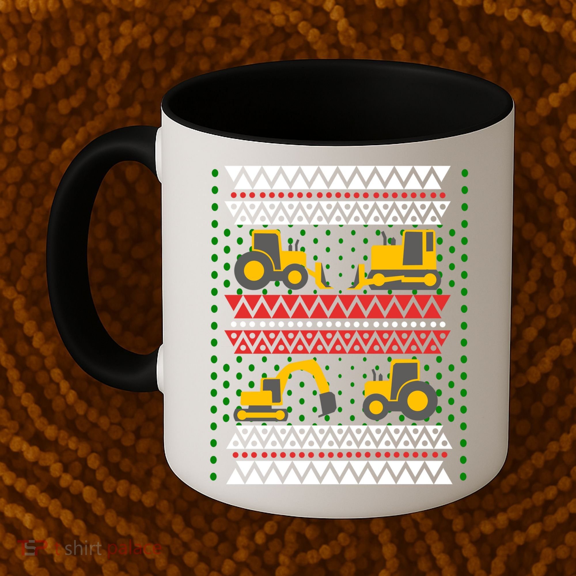 Excavator Tractor Bulldozer Christmas Ugly Sweater Cool Gift Coffee Mug