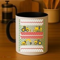 Excavator Tractor Bulldozer Christmas Ugly Sweater Cool Gift Coffee Mug thumb 4