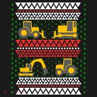Excavator Tractor Bulldozer Christmas Ugly Sweater Cool Gift Women's Hoodie thumb 2