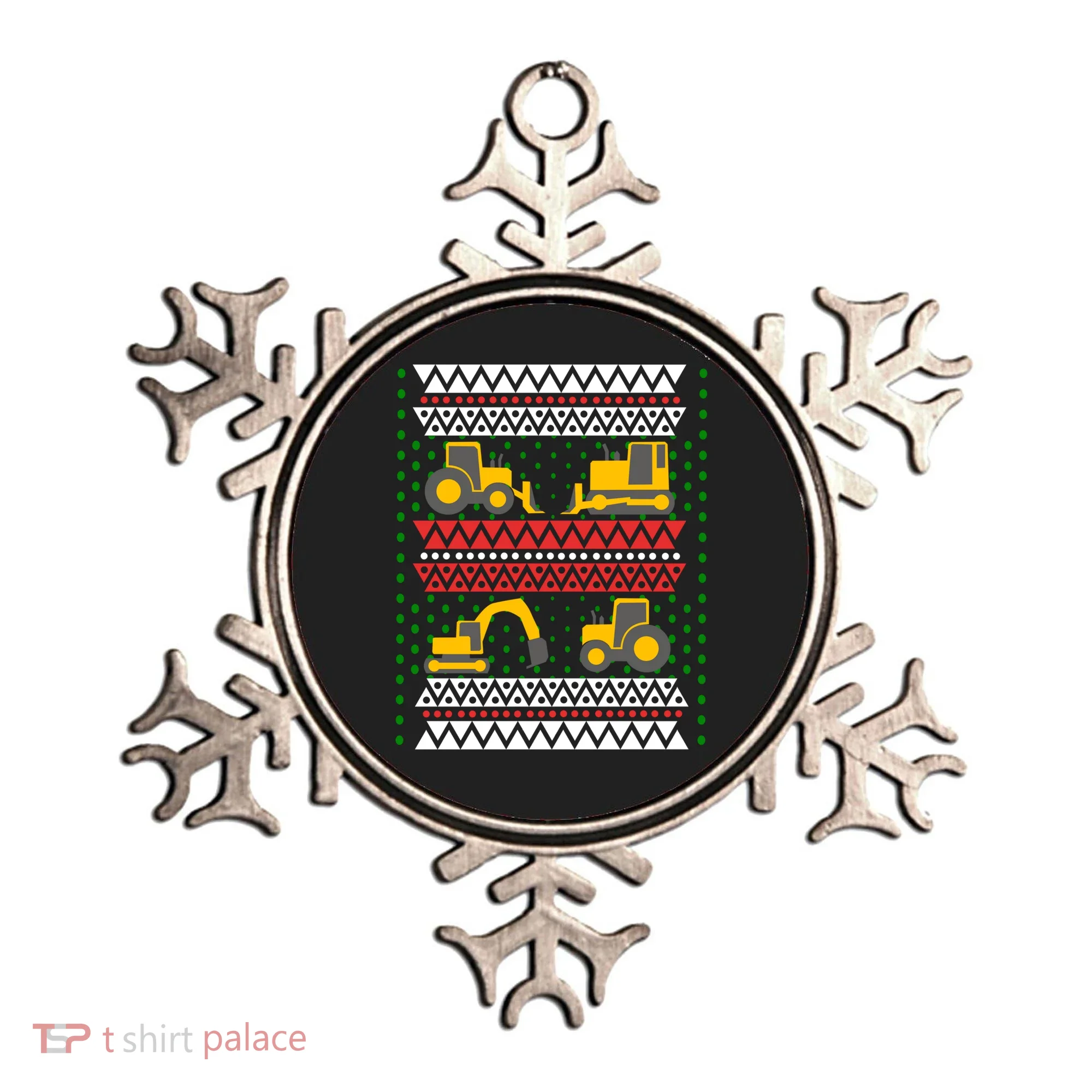 Excavator Tractor Bulldozer Christmas Ugly Sweater Cool Gift Ornament
