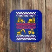 Excavator Tractor Bulldozer Christmas Ugly Sweater Cool Gift Coaster thumb 0