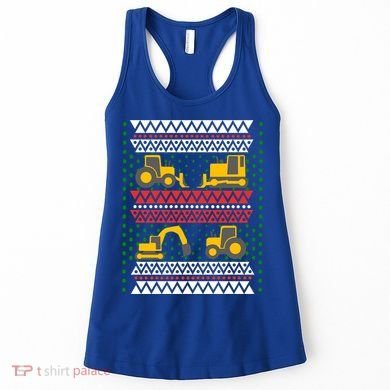 Excavator Tractor Bulldozer Christmas Ugly Sweater Cool Gift Women's Tank Top