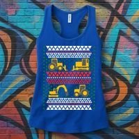 Excavator Tractor Bulldozer Christmas Ugly Sweater Cool Gift Women's Tank Top thumb 3