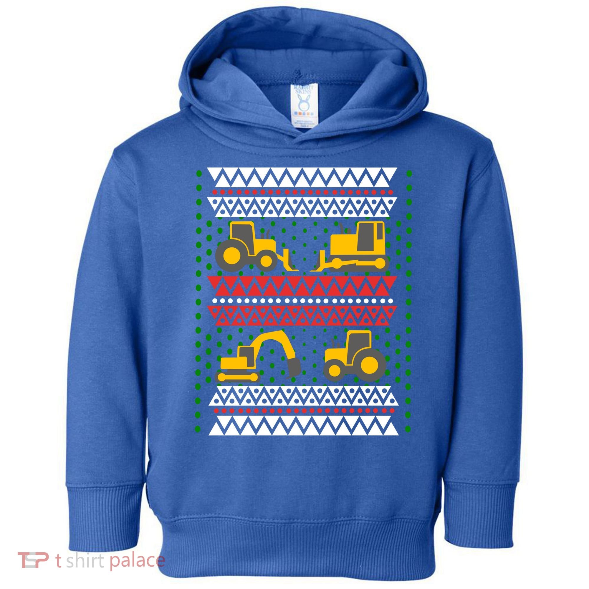 Excavator Tractor Bulldozer Christmas Ugly Sweater Cool Gift Toddler Hoodie