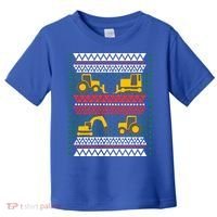 Excavator Tractor Bulldozer Christmas Ugly Sweater Cool Gift Toddler T-Shirt thumb 0