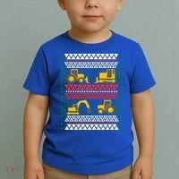 Excavator Tractor Bulldozer Christmas Ugly Sweater Cool Gift Toddler T-Shirt thumb 2