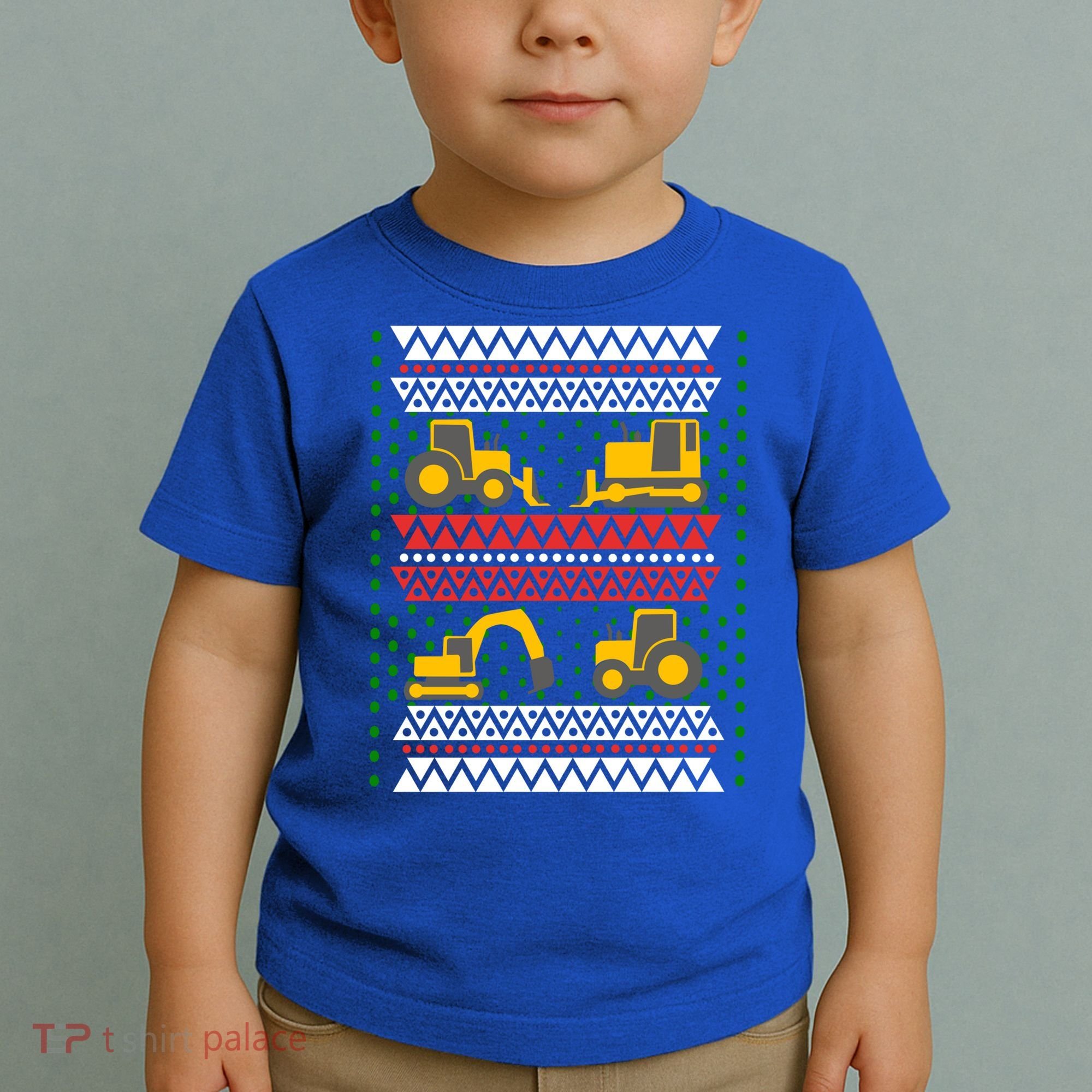 Excavator Tractor Bulldozer Christmas Ugly Sweater Cool Gift Toddler T-Shirt