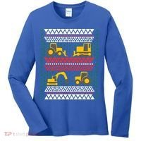 Excavator Tractor Bulldozer Christmas Ugly Sweater Cool Gift Women's Long Sleeve Shirt thumb 0