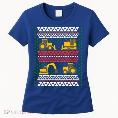 Excavator Tractor Bulldozer Christmas Ugly Sweater Cool Gift Women's T-Shirt