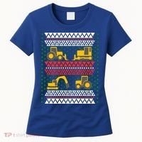 Excavator Tractor Bulldozer Christmas Ugly Sweater Cool Gift Women's T-Shirt thumb 0
