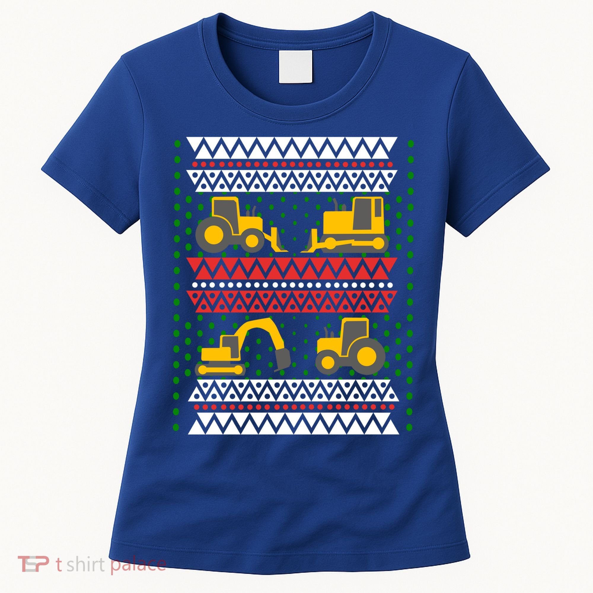 Excavator Tractor Bulldozer Christmas Ugly Sweater Cool Gift Women's T-Shirt