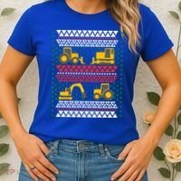 Excavator Tractor Bulldozer Christmas Ugly Sweater Cool Gift Women's T-Shirt thumb 2