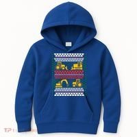 Excavator Tractor Bulldozer Christmas Ugly Sweater Cool Gift Kids Hoodie thumb 0