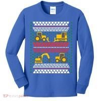 Excavator Tractor Bulldozer Christmas Ugly Sweater Cool Gift Kids Long Sleeve Shirt thumb 0