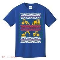 Excavator Tractor Bulldozer Christmas Ugly Sweater Cool Gift Kids T-Shirt thumb 0