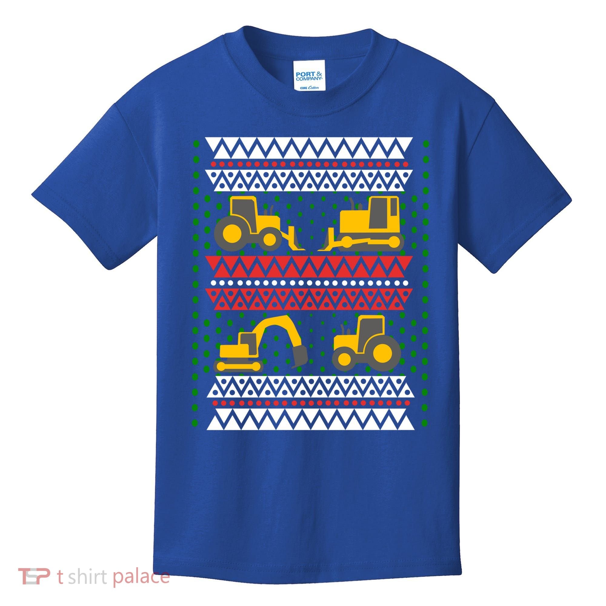 Excavator Tractor Bulldozer Christmas Ugly Sweater Cool Gift Kids T-Shirt
