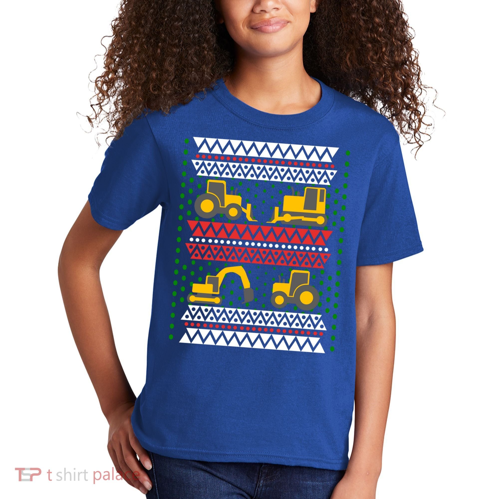 Excavator Tractor Bulldozer Christmas Ugly Sweater Cool Gift Kids T-Shirt