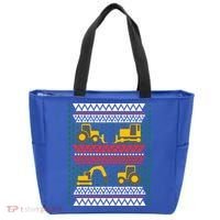 Excavator Tractor Bulldozer Christmas Ugly Sweater Cool Gift Tote Bag thumb 0