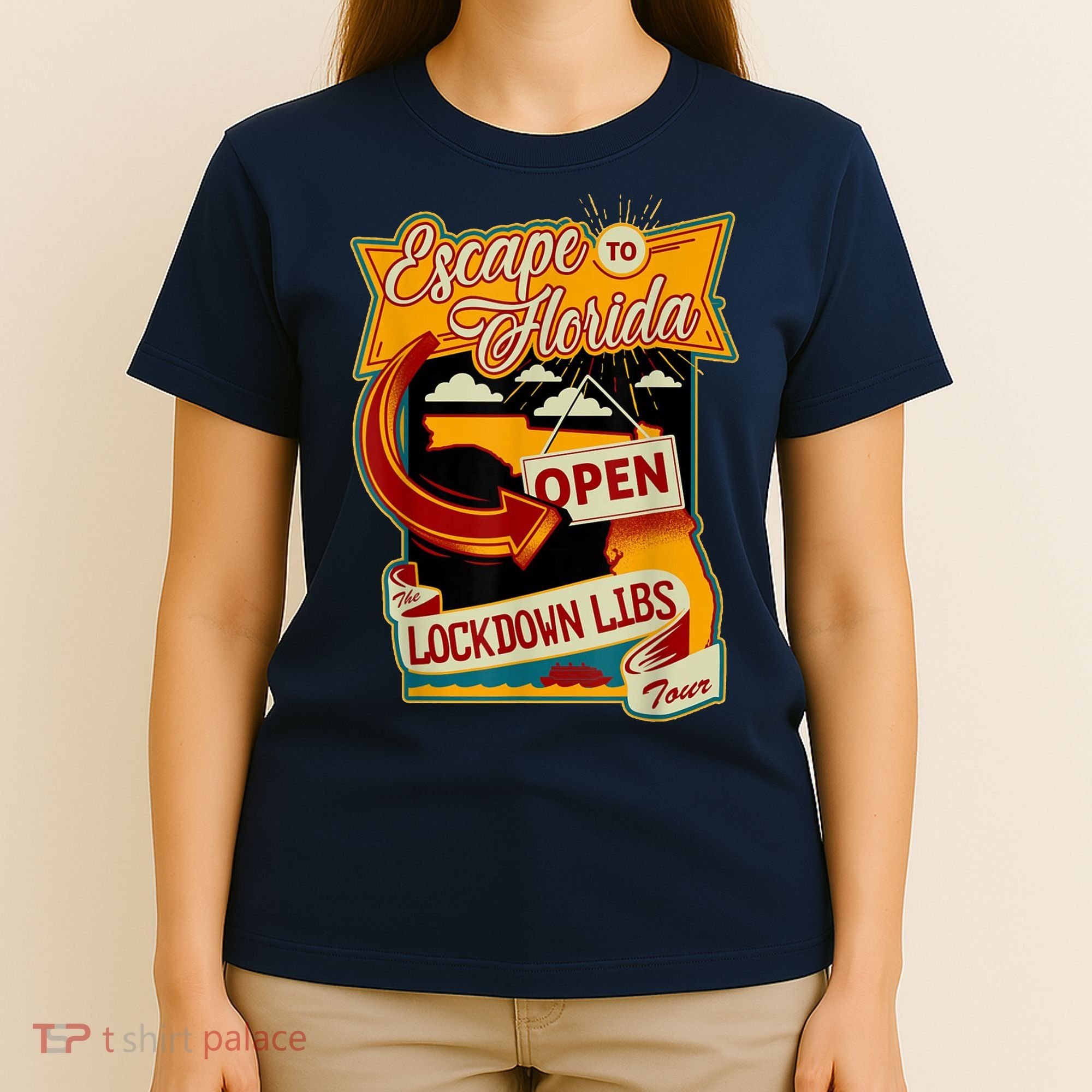 Escape To Florida Open The Lockdown Libs Tour T-Shirt