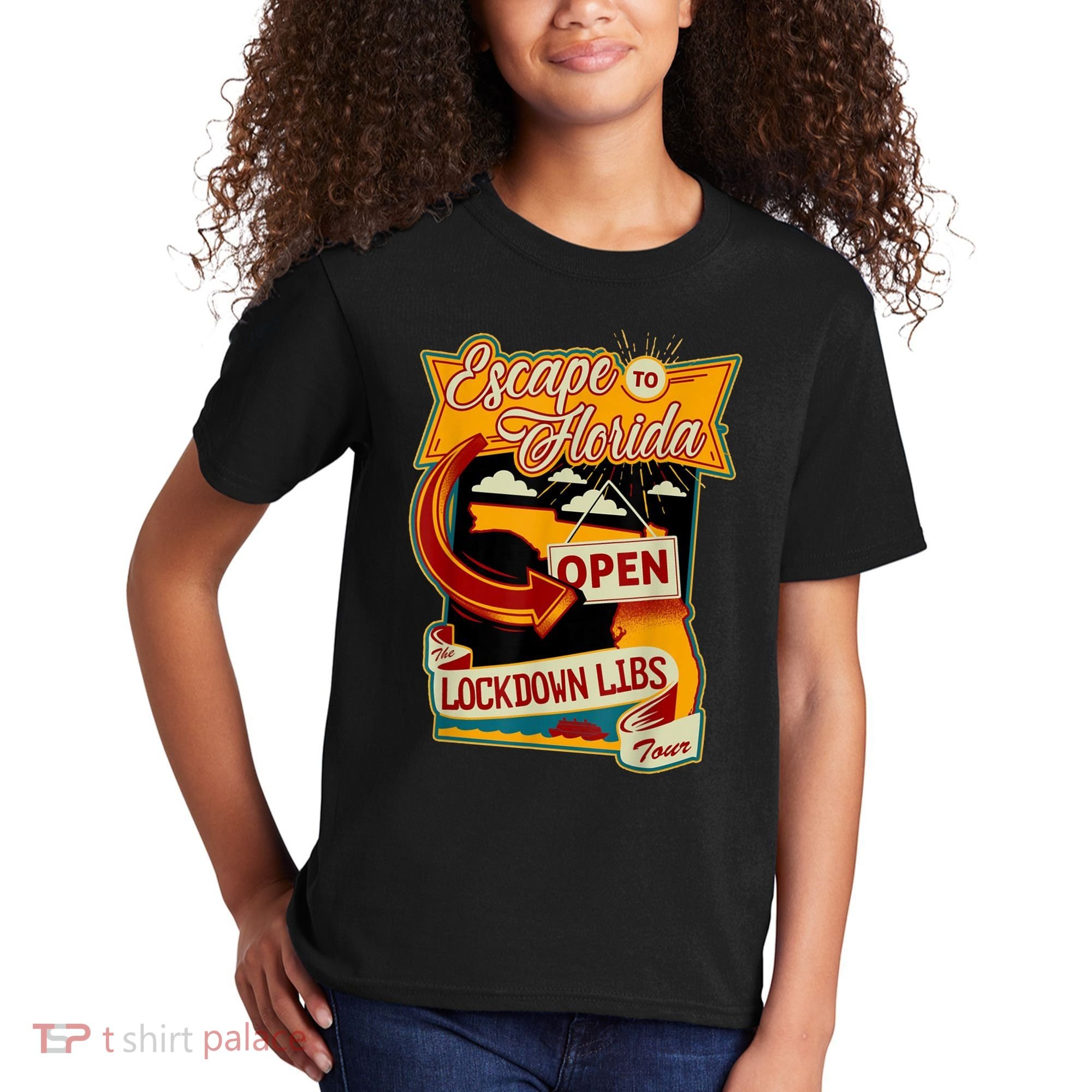 Escape To Florida Open The Lockdown Libs Tour Kids T-Shirt
