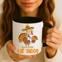 Eat Tacos Funny Turkey Thanksgiving Holiday Coffee Mug thumb 3