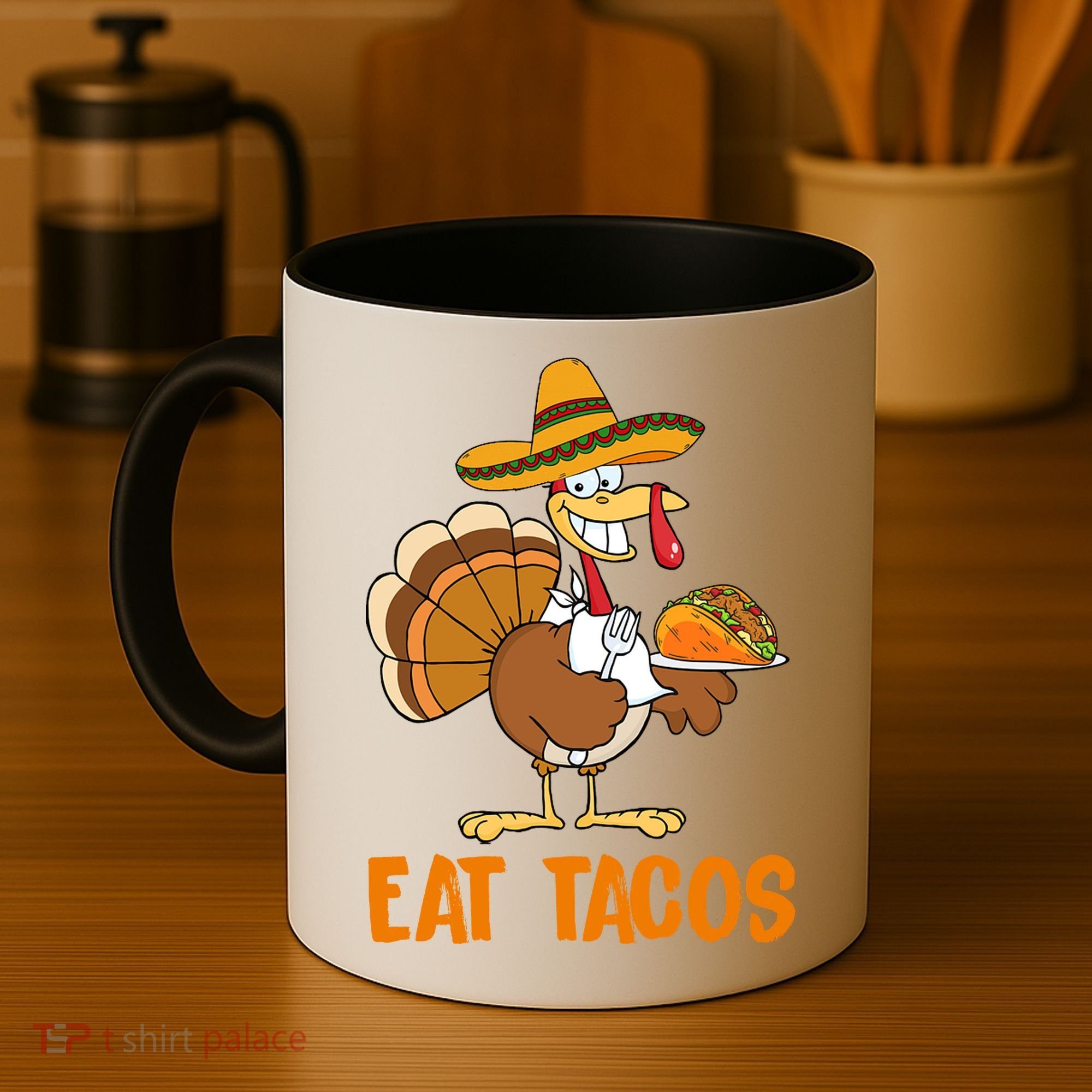 Eat Tacos Funny Turkey Thanksgiving Holiday Coffee Mug