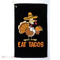 Eat Tacos Funny Turkey Thanksgiving Holiday Golf Towel thumb 0