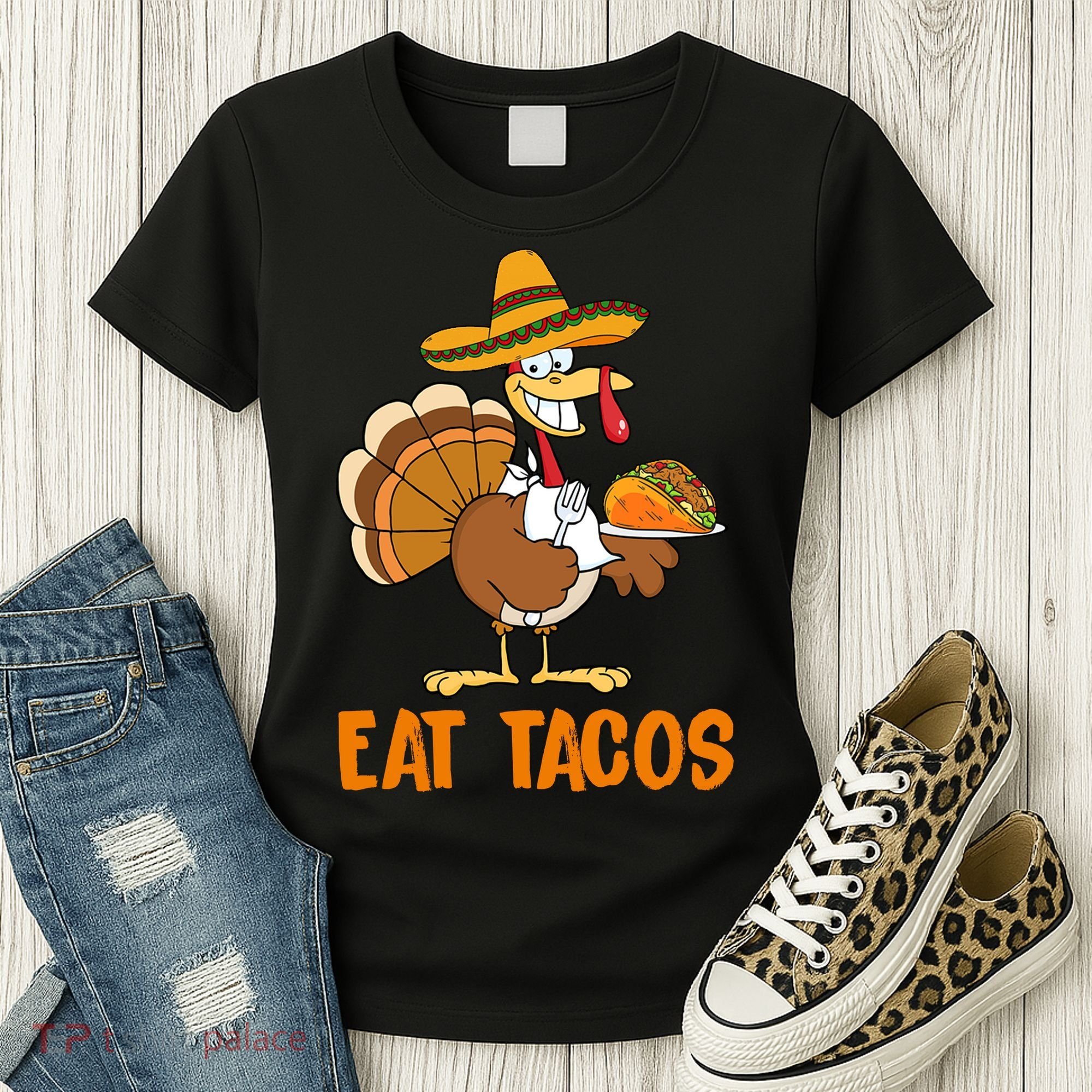 Eat Tacos Funny Turkey Thanksgiving Holiday Women's T-Shirt