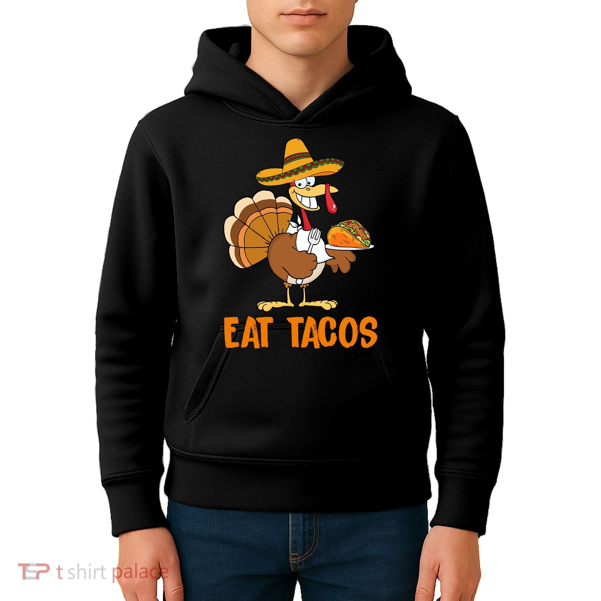 Eat Tacos Funny Turkey Thanksgiving Holiday Kids Hoodie