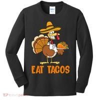 Eat Tacos Funny Turkey Thanksgiving Holiday Kids Long Sleeve Shirt thumb 0