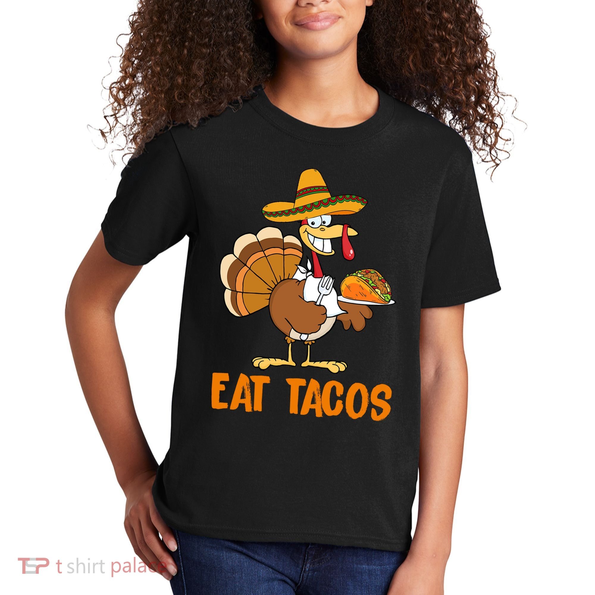 Eat Tacos Funny Turkey Thanksgiving Holiday Kids T-Shirt