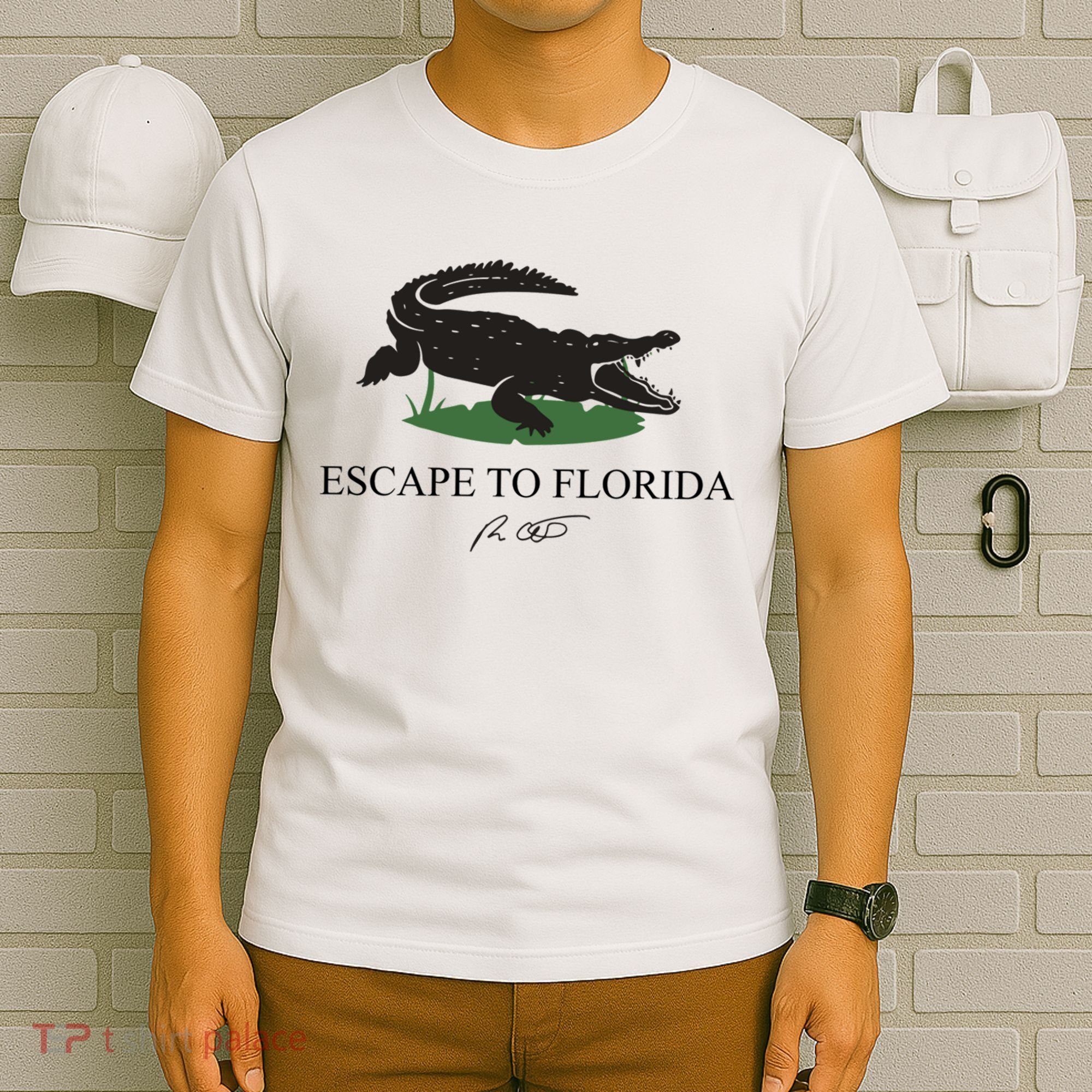 Escape To Florida Ron Desantis Us Flag Vintage Funny T-Shirt