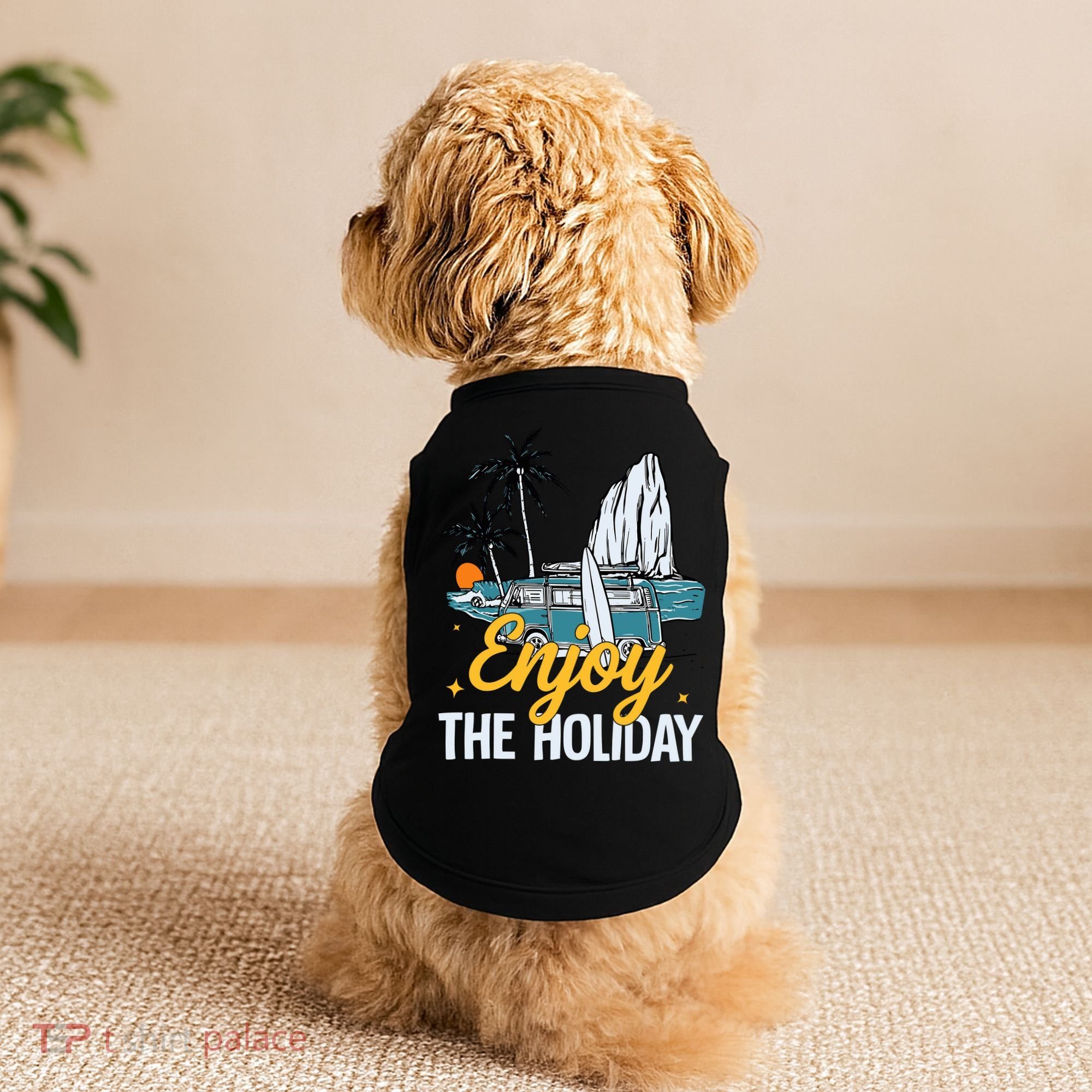Enjoy The Holiday Summer Beach Palm Hawaiian Doggie Tank