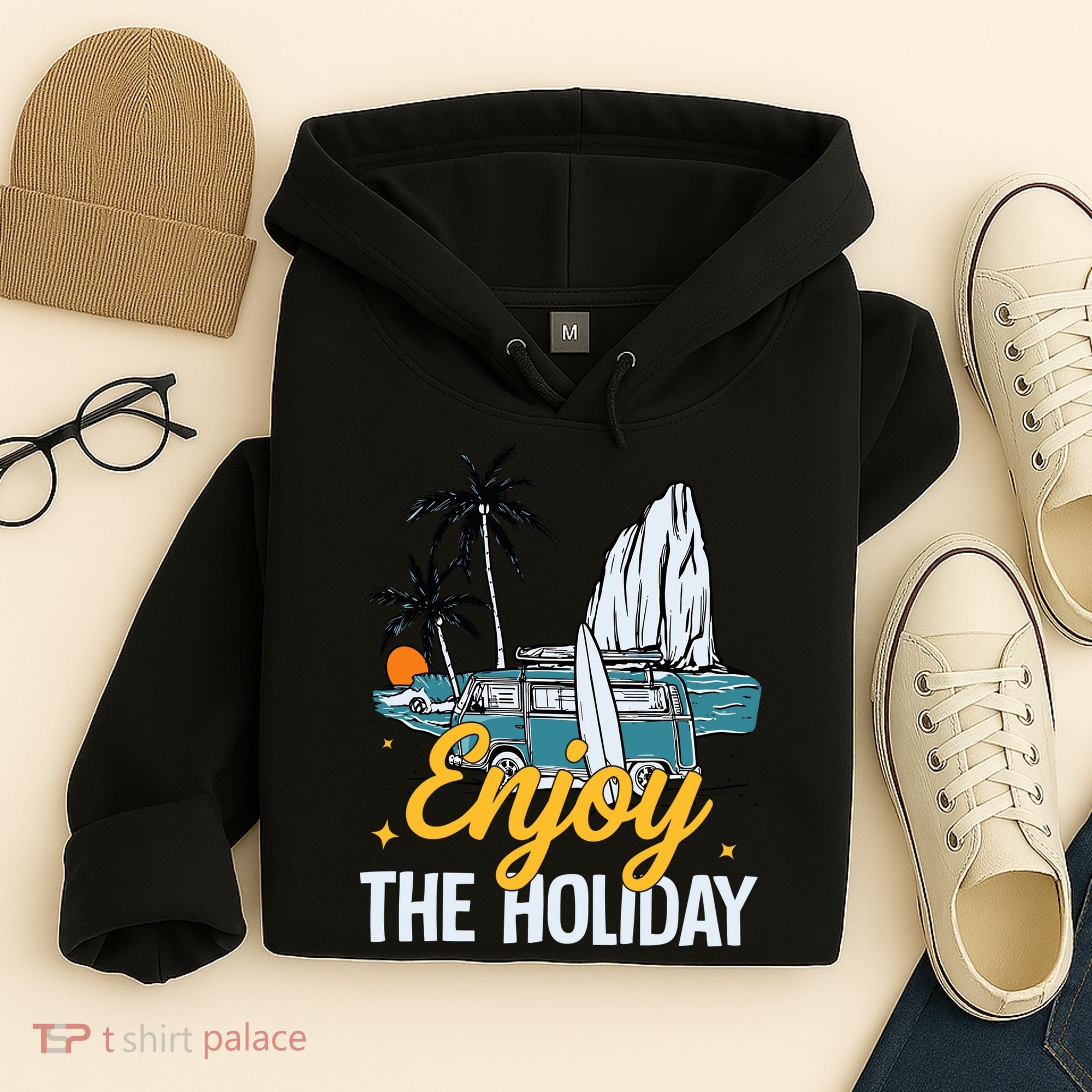 Enjoy The Holiday Summer Beach Palm Hawaiian Hoodie