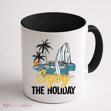 Enjoy The Holiday Summer Beach Palm Hawaiian Coffee Mug back
