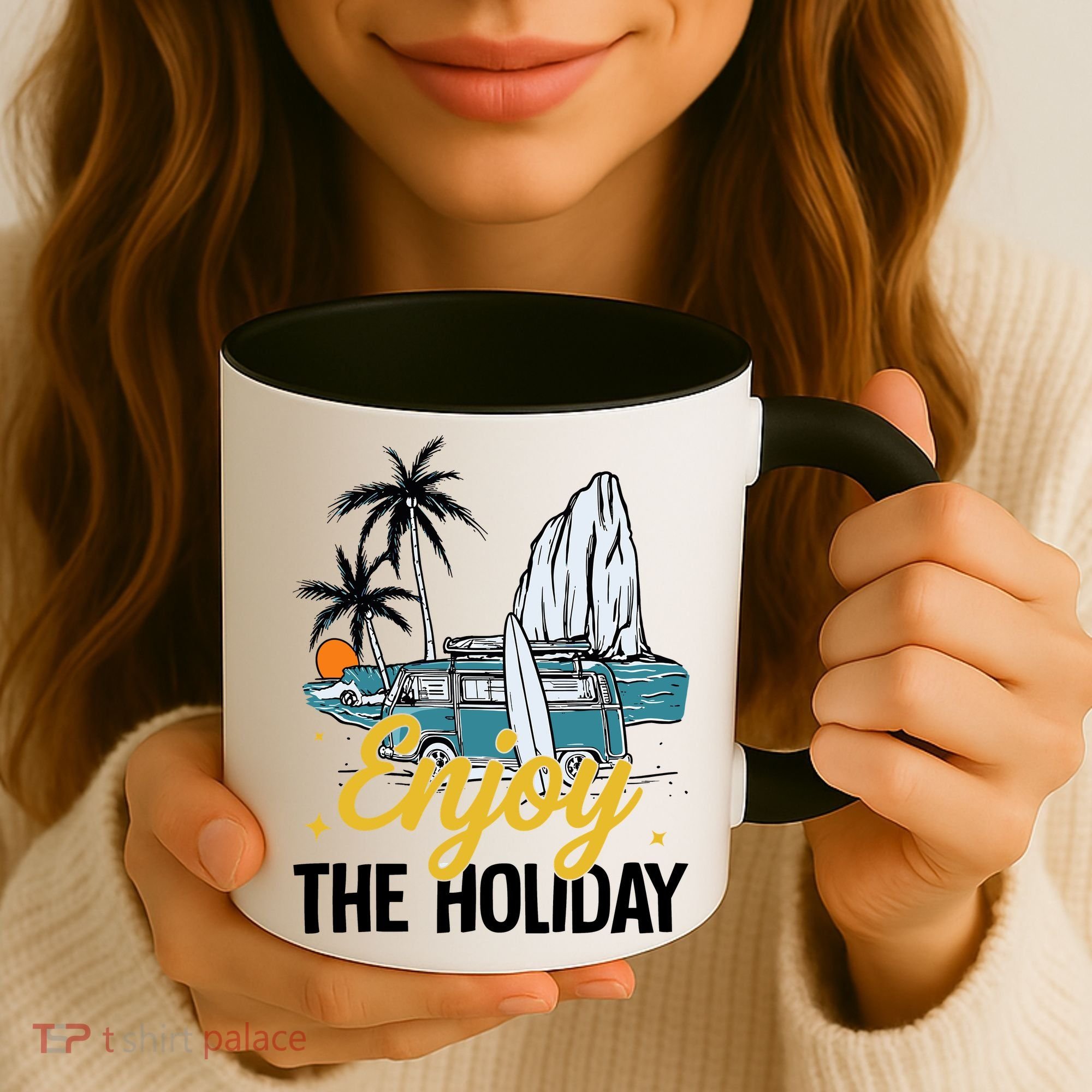 Enjoy The Holiday Summer Beach Palm Hawaiian Coffee Mug