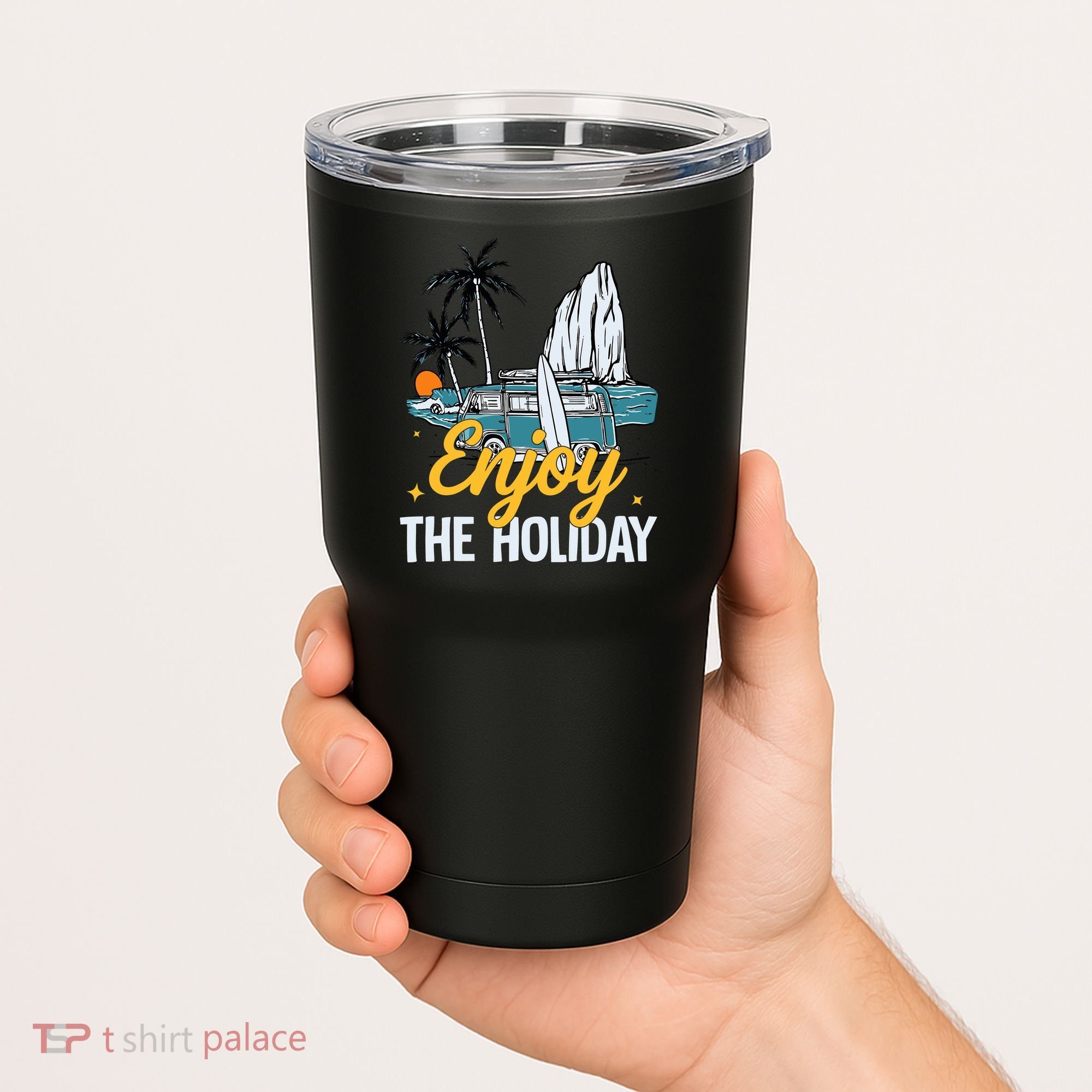 Enjoy The Holiday Summer Beach Palm Hawaiian Tumbler