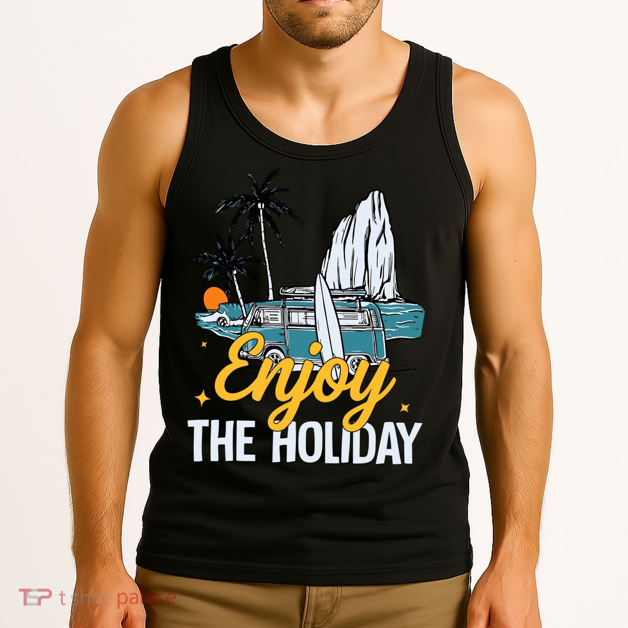 Enjoy The Holiday Summer Beach Palm Hawaiian Tank Top