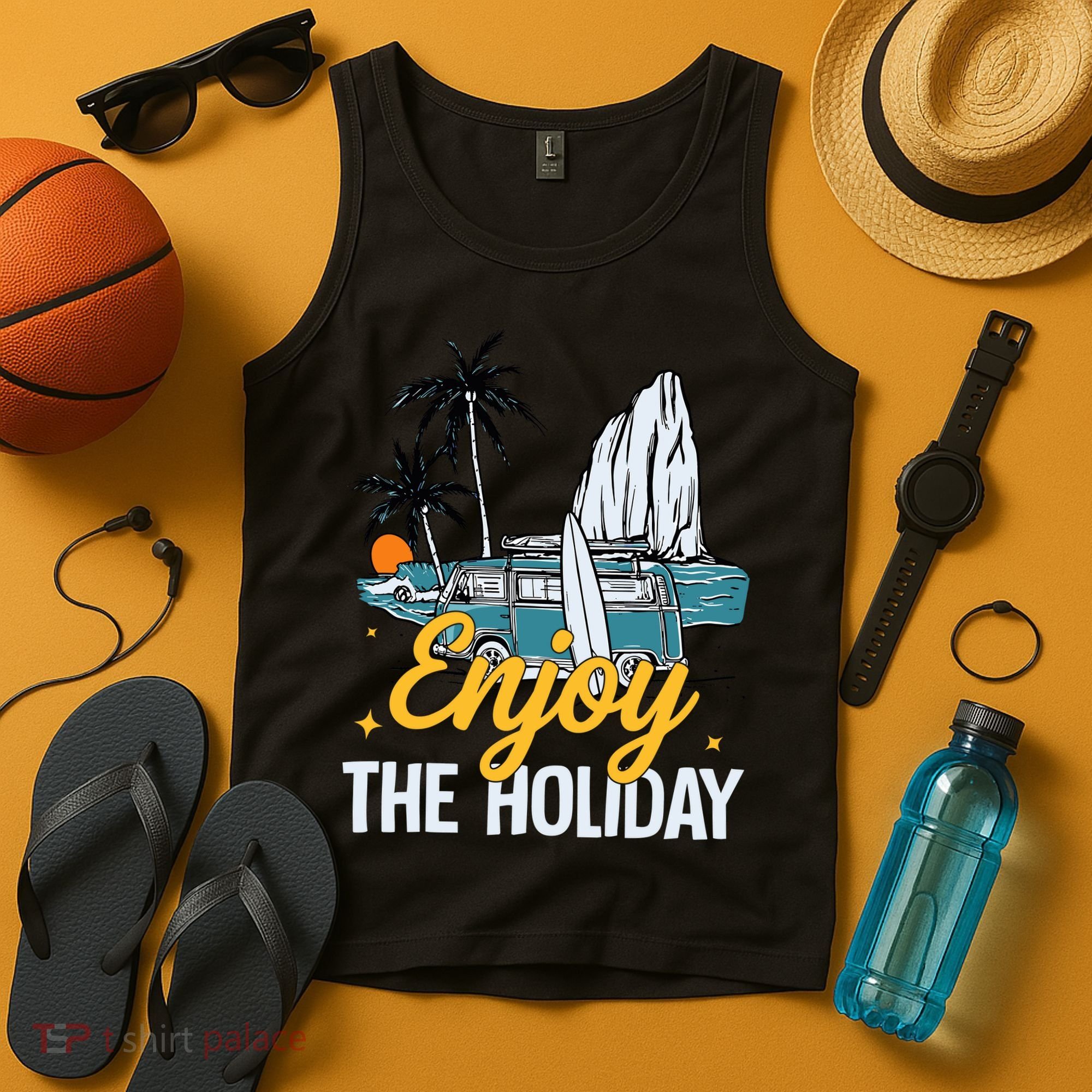 Enjoy The Holiday Summer Beach Palm Hawaiian Tank Top