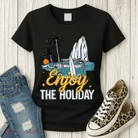 Enjoy The Holiday Summer Beach Palm Hawaiian Women's T-Shirt thumb 3
