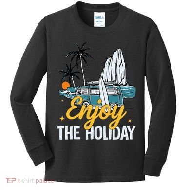 Enjoy The Holiday Summer Beach Palm Hawaiian Kids Long Sleeve Shirt