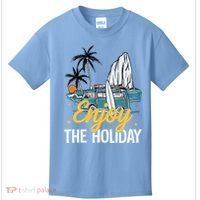 Enjoy The Holiday Summer Beach Palm Hawaiian Kids T-Shirt thumb 0
