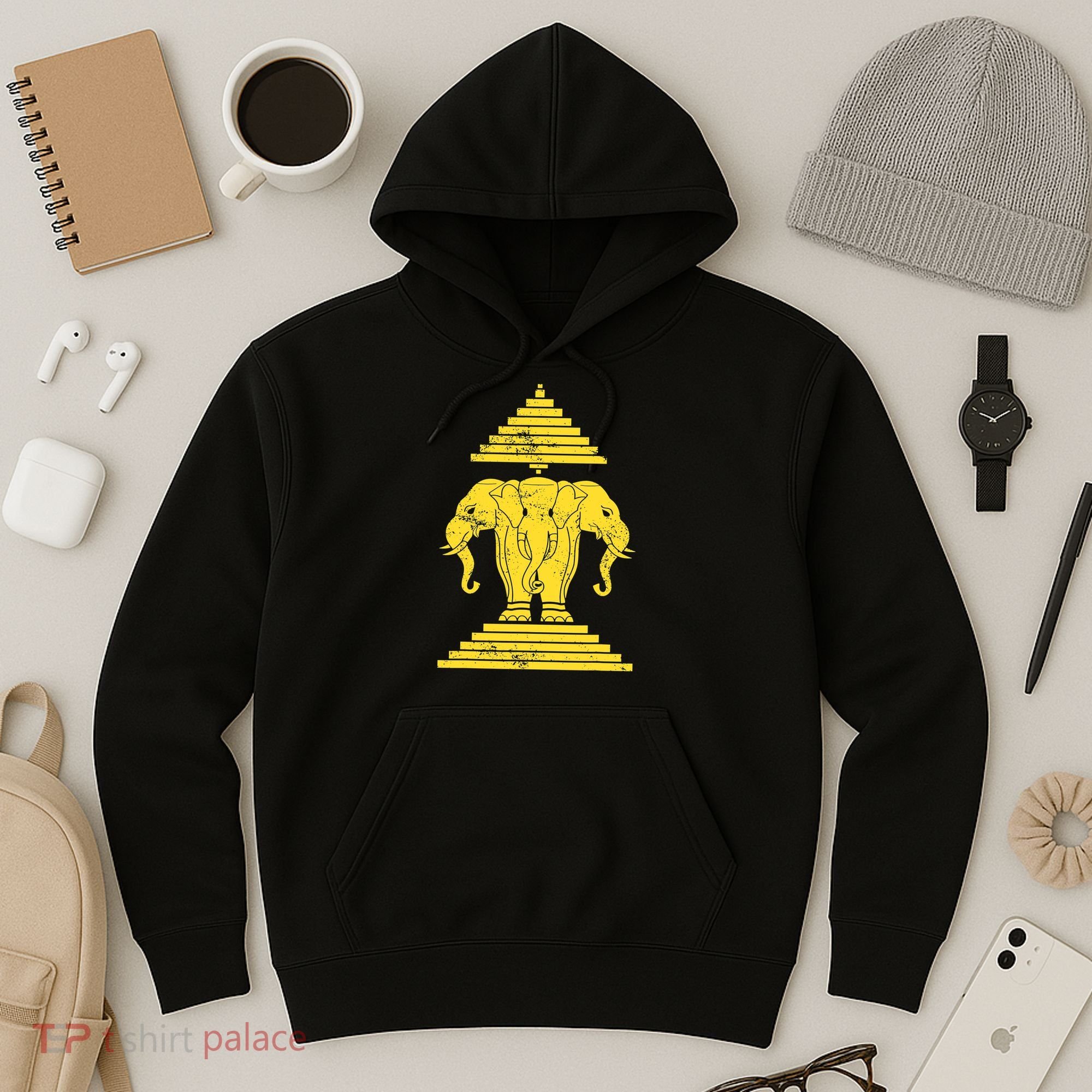 Erawan Three Headed Elephant Kingdom Of Laos Hoodie