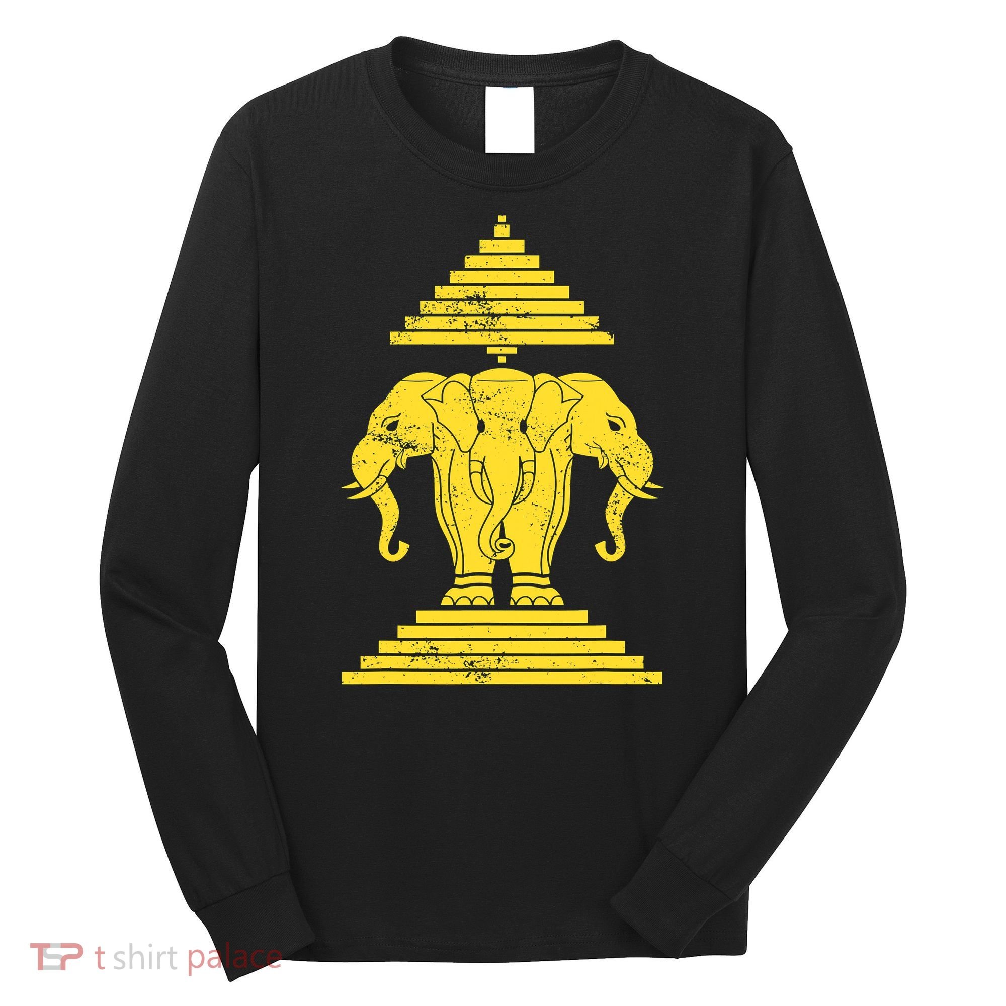 Erawan Three Headed Elephant Kingdom Of Laos Long Sleeve Shirt