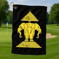Erawan Three Headed Elephant Kingdom Of Laos Golf Towel thumb 1