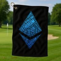 Ethereum Block Chain Revolution Crypto World Cloud Golf Towel thumb 1